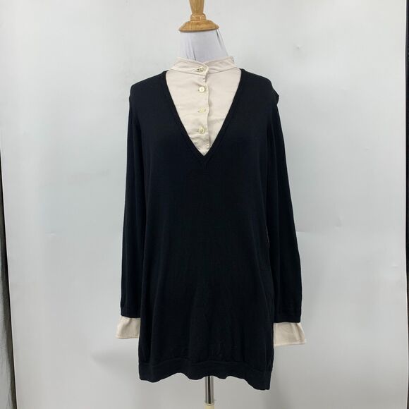 St John Sweater Womens M Medium Wool Silk Blend Contrast Layered Twofer *READ - Picture 2 of 11